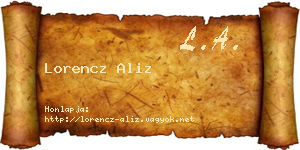 Lorencz Aliz névjegykártya